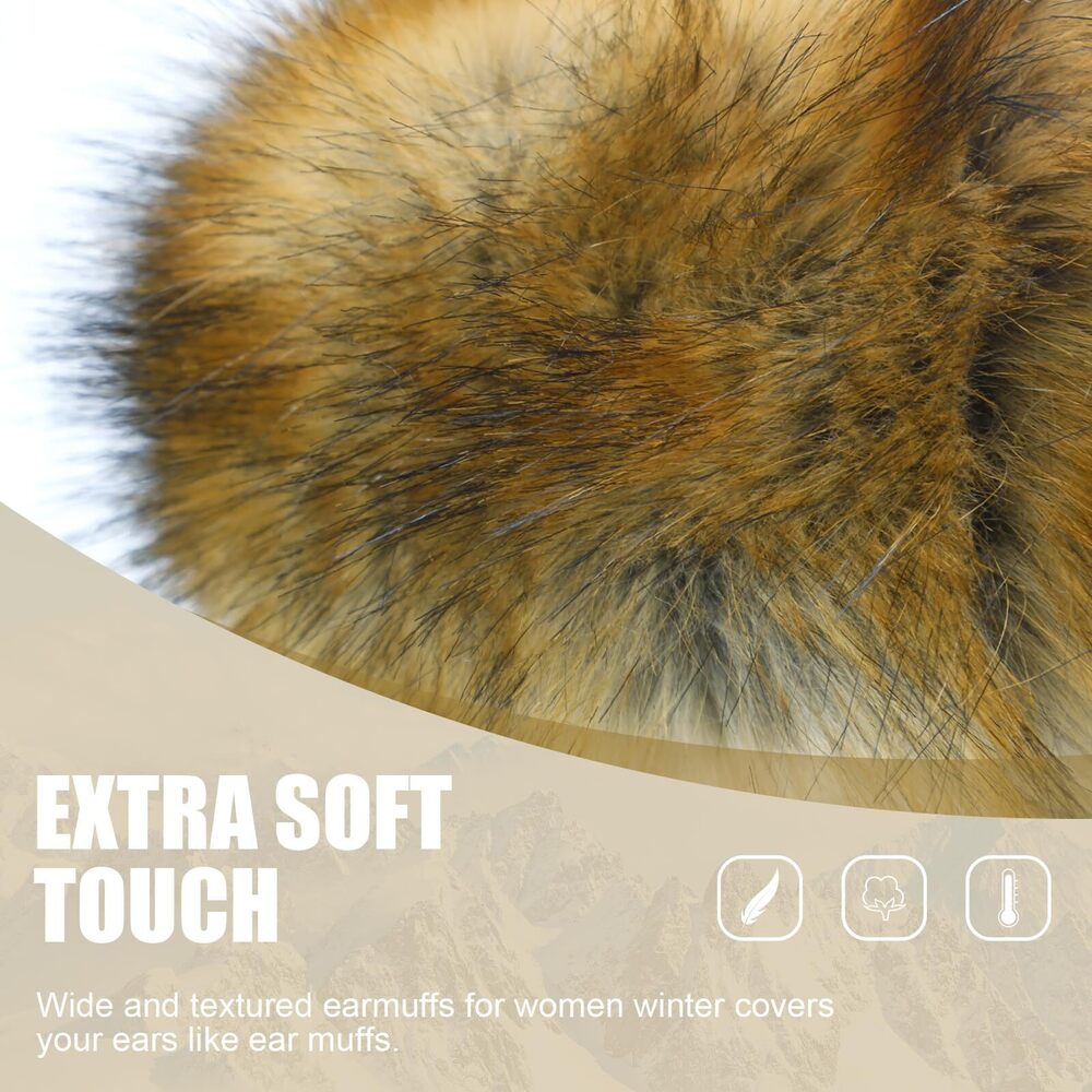 2155 Faux Fur Headband For Women Elastic Fuzzy Thick Earmuffs Winter - Picture 2 of 6